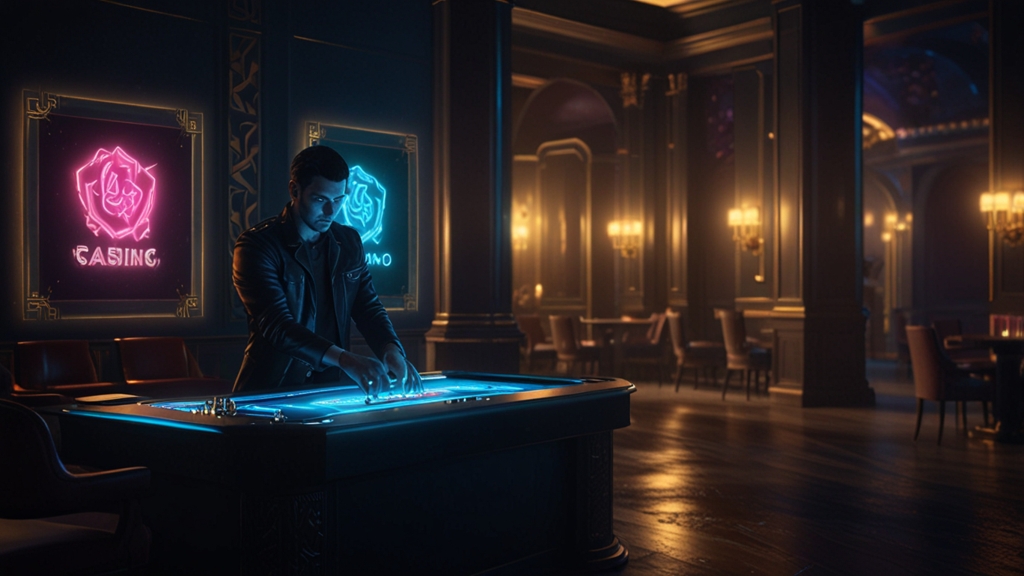 Neuer Spieler gibt einen Bonuscode im dunklen Casino-Interface ein